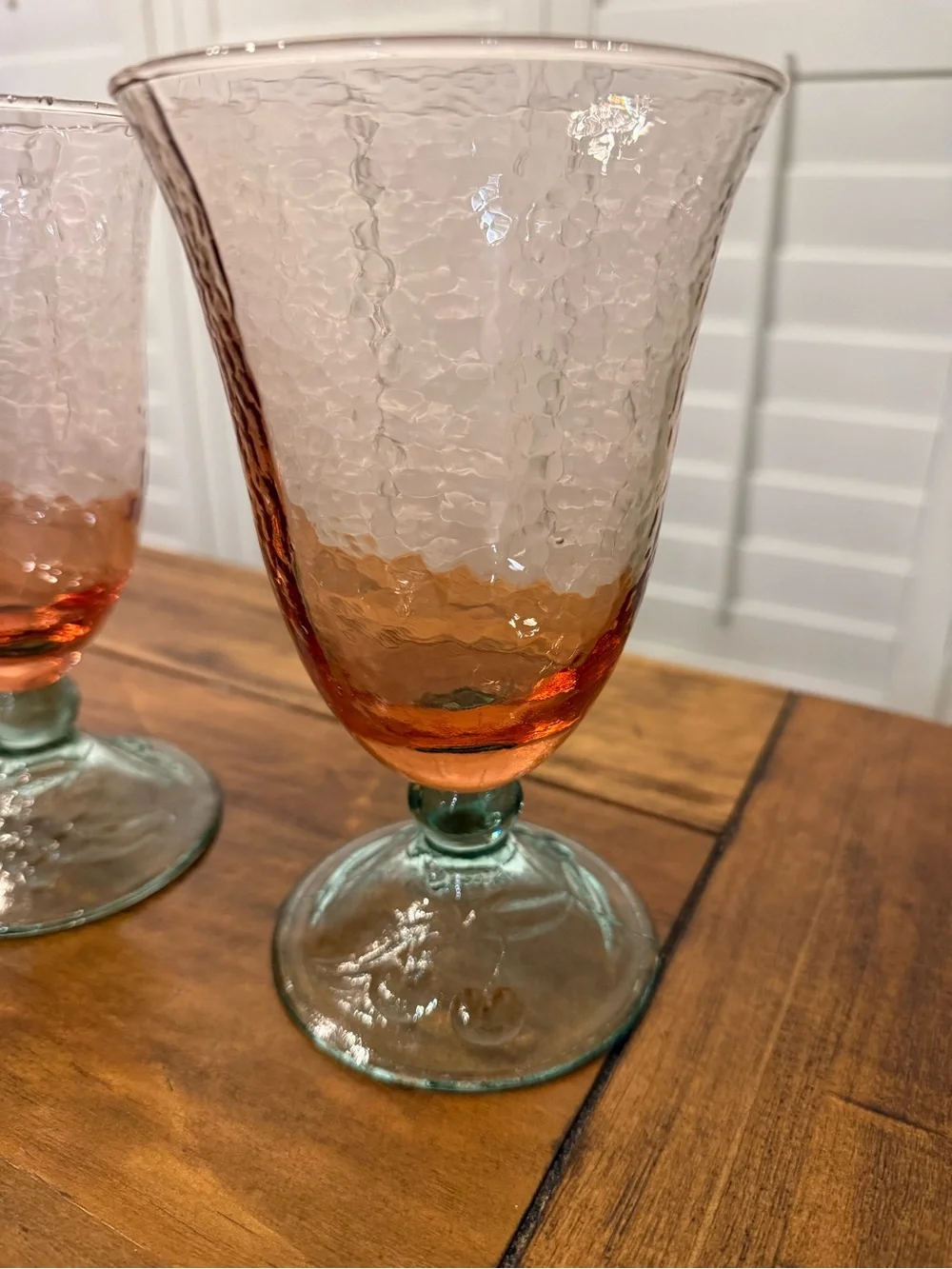 Set of 3 Vintage Pfaltzgraff ~Garden Party Goblet 7.5” Glass Lovely Pink & Green